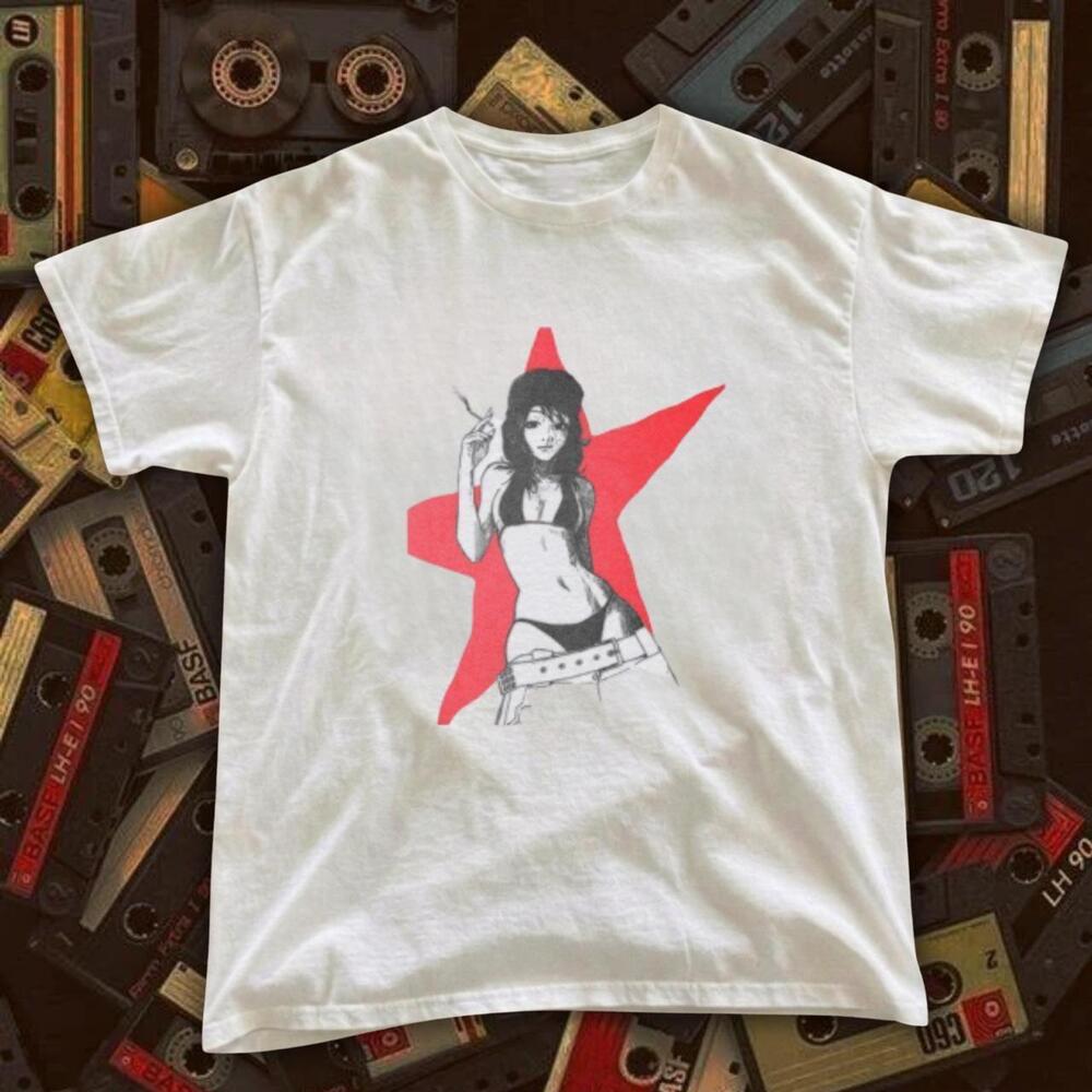 Amy Winehouse White Cotton T Shirt